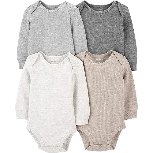 Simple Joys by Carter's Baby 4-pack Soft Thermal Long Sleeve Bodysuits