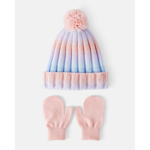 Baby Girl 2-Piece Ombre Winter Hat & Mittens - Purple | Carter's