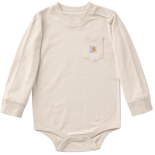 Carhartt Unisex Baby Long-Sleeve Bodysuit | Boys' & Girls' Long-Sleeve Bodysuit | 100% Cotton Jersey | Carhartt Chest Pocket | Tagless Neck Label