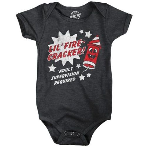 Lil Fire Cracker Baby Bodysuit Funny Sarcastic Fourth Of July Graphic Novelty Jumper for Infants - Crazy Dog Baby Bodysuit For Fourth Of July Newborn