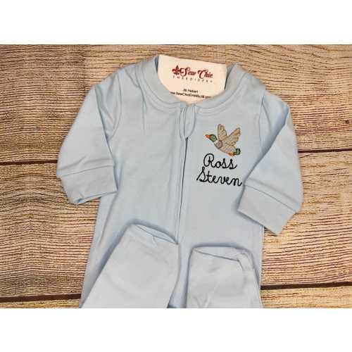 Personalized Duck Baby Boy Footie, Coming Home Outfit, Embroidery
