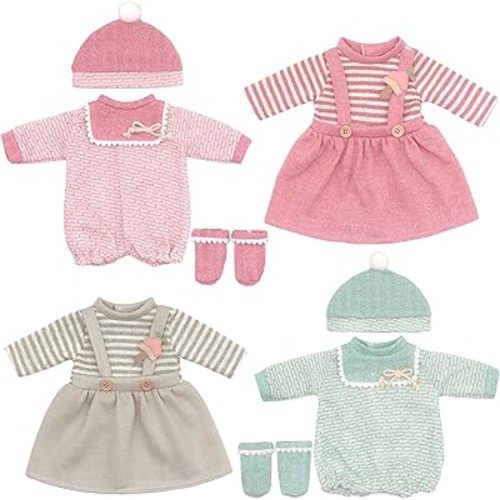 14-16 Inch Doll Clothes Dress and Accessories with Hat Socks 4-packs for 14-16 Inch Baby Doll (Not Include Doll)