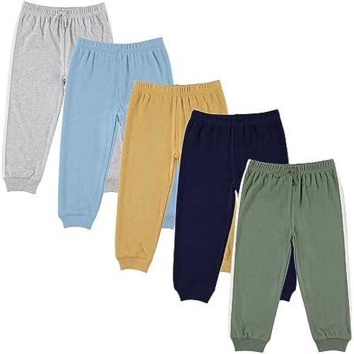 Cudlie 5-Pack Baby/Toddler Boys Jogger Pants - Lightweight Tapered Sweatpants - Lounge Jogger for Boys
