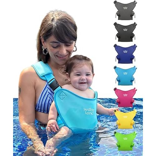 WaterLand Baby Carrier - Innovative Carrier You Can Use Both in Water & Land - Waterproof Infant Chest Holder with Adjustable Straps, Lightweight Toddler Harness for Pool & Beach (Light Blue)