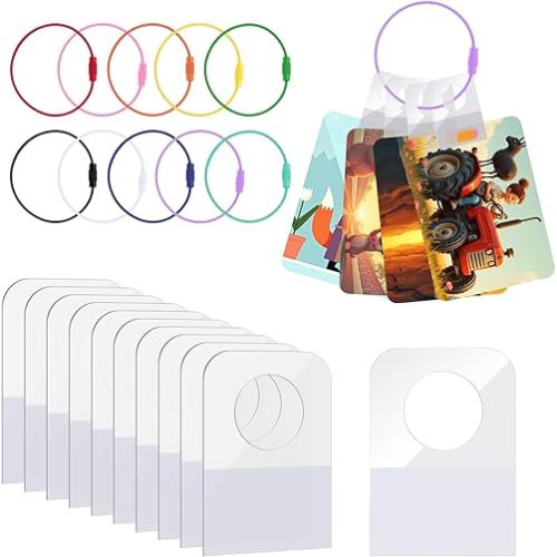 400 Pcs Card Holder for Yoto Cards with 20 Pcs Stainless Steel Card Rings, Hang Tabs Self Adhesive Card Holder Hanging Tabs Compatible with Yoto Player Cards Organizer