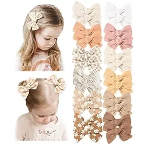 Niceye 24 PACK Baby Girl Hair Clips Set, Hair Bows Barrettes Handmade Accessories Alligator Clip for Babies Infant Toddlers Kids in Pairs