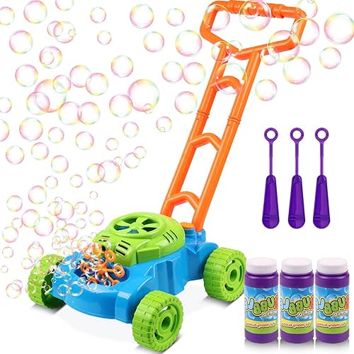 Lydaz Bubble Lawn Mower for Toddlers 1-3, Kids Bubble Machine for 1-Year-Old Boys Toy Gifts, Gardening Easter Basket Stuffers Birthday Toys, Push Summer Outdoor Toys for Preschool Baby Boys Age 1 2 3