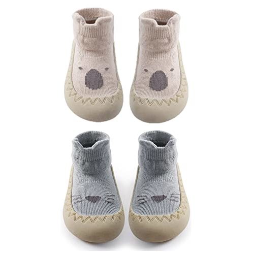Baby Toddler Non-skid Sock Shoes Non Slip Floor Slipper for Boys Girls First Walking 2 Pairs