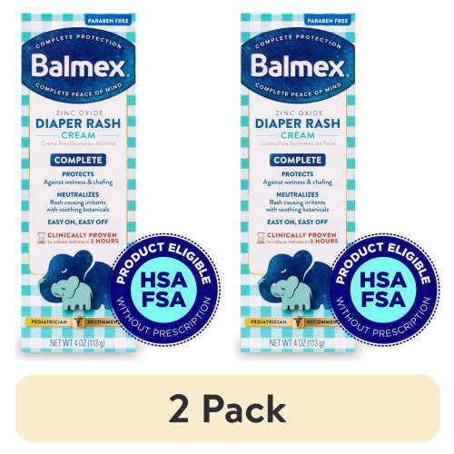 (2 pack) Balmex Complete Protection Baby Diaper Rash Cream with Zinc Oxide & Soothing Botanicals, 4 oz