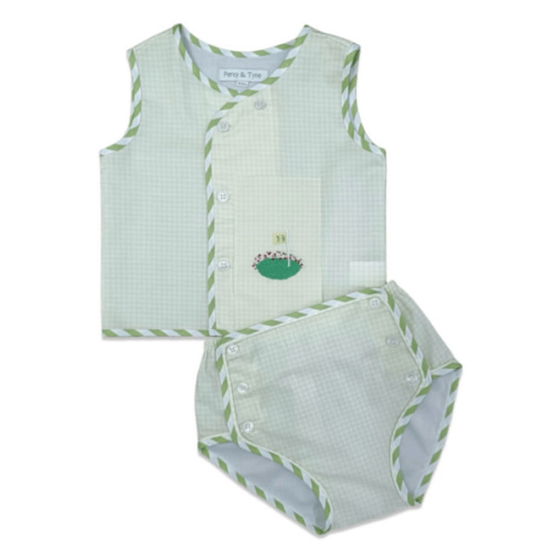 Bermuda Golf Stripe Diaper Set (12-18M)