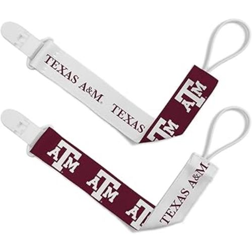 BabyFanatic Officially Licensed Unisex Pacifier Clip 2-Pack - NCAA Texas A&M Aggies - Officially Licensed Baby Apparel