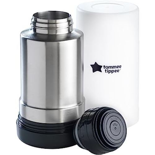 Tommee Tippee Closer to Nature Portable Travel Baby Bottle and Food Warmer, Ideal for Travel, Thermal Insulation, Stainless Steel Flask with Leak-Proof Lid