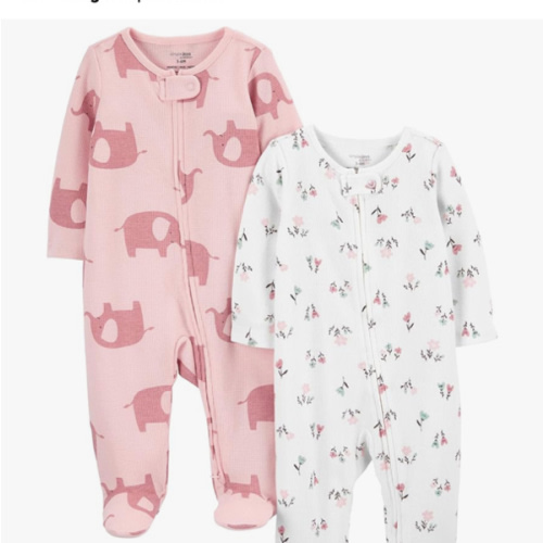 Simple Joys by Carter's baby-girls 2-way Zip Thermal Footed Sleep and Play, Pack of 2