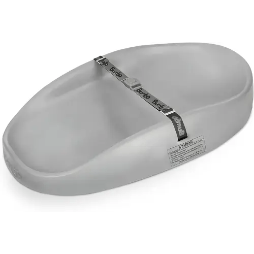 Bumbo Baby Changing Pad for Dresser or Table Top, Portable & Wipeable Non Slip Soft Contoured Diaper Change Station with Harness, Cool Grey