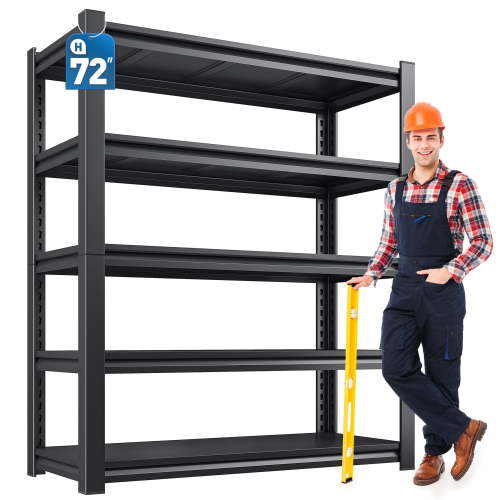 REIBII 72" H Garage Shelving Heavy Duty 3000 LBS 5 Tier Storage Shelves Adjustable Shelving Unit and Storage for Garage,Basement,36" W x 16" D x 72" H