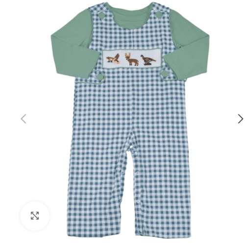Hand Smocked Wildlife Longall with Undershirt