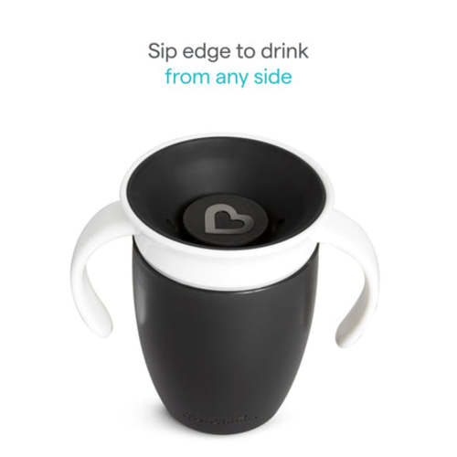 Miracle® 360° Trainer Cup, Black & White, 7oz, 2pk | Munchkin