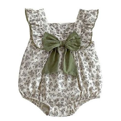 Summer Hot Selling Baby Girls Sleeveless Square Neck Floral Print bodysuit