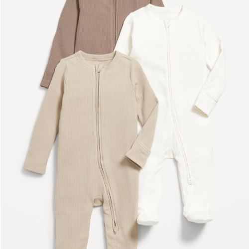 Unisex 2-Way-Zip Sleep & Play Footed One-Piece 3-Pack for Baby | Old Navy