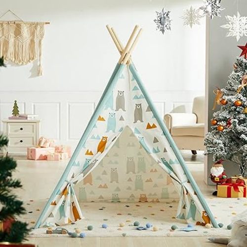 Asweets Kids Teepee - Children's Play Tent, Indoor/Outdoor, Cotton, for Girls & Boys (Bear Tent, 4 Walls)