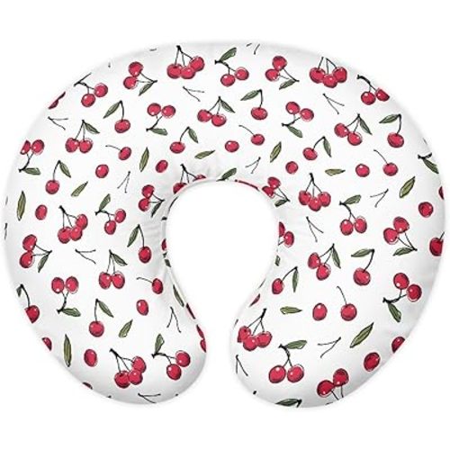 Cherry Nursing Pillow Cover for Baby Girl Boy Removable Breastfeeding Pillow Slipcover Safe and Snug for Baby Nursing Pillowcases for Moms Cock Nursing Covers Red