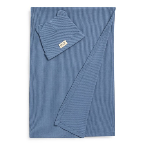 Rib Swaddle Blanket & Hat Set