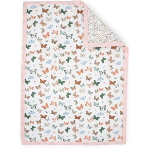 Little Unicorn Lofty Comforter Blanket | Super Soft & Breathable Muslin Fabric| Great for Play & Bedtime Blanket (Butterflies)
