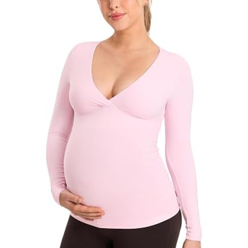 MOMANDA Crossover Maternity Nursing Tops | Natrelax light collection, Pregnancy nursing tshirts, Long sleeve, Women's casual tee