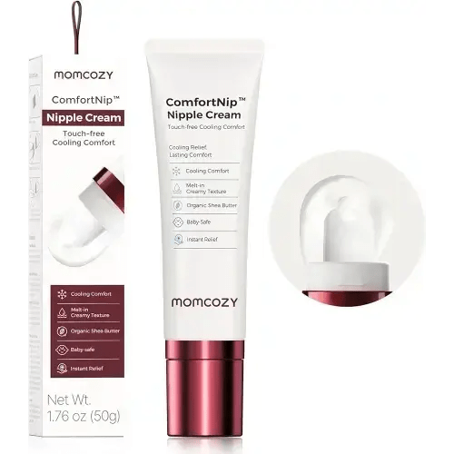 Momcozy Cooling Nipple Cream Safe for Nursing,Fast Relief with Cooling Ceramic Applicator for Cracked Nipples & Dry Skin, No Lanolin Nipple Butter,Plant-Based Formula, Breastfeeding Essentials, 1.76oz
