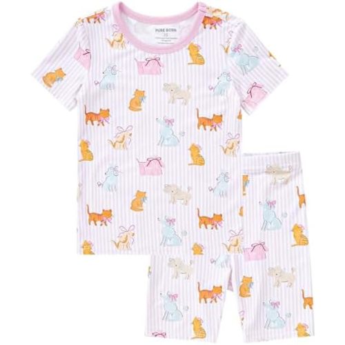 pureborn Baby Toddler Kids Girl Viscose from Bamboo Pajamas Set Pjs 2pcs 18M -7Y