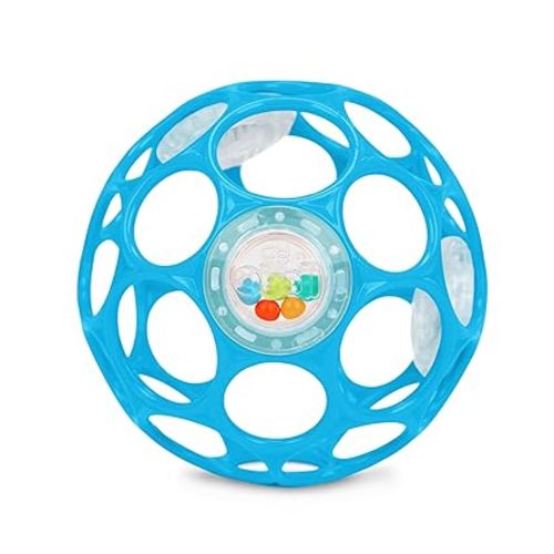 Bright Starts Oball Easy-Grasp Rattle BPA-Free Infant Toy in Blue, Age Newborn and up, 4 Inches