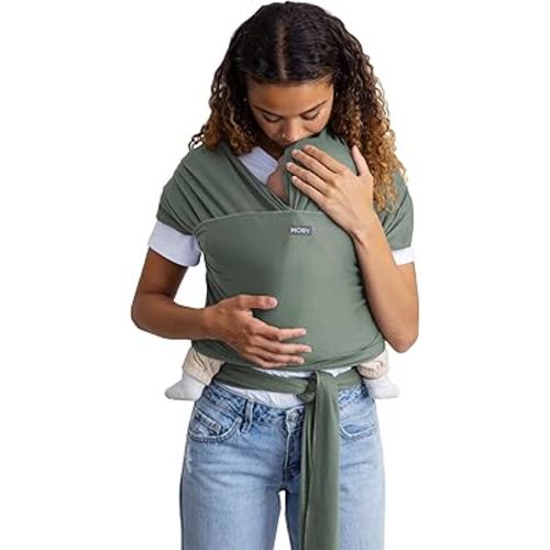 Moby Basics Baby Wrap Carrier for Newborns to Toddlers (8-33lbs), Infant Sling Carrier, Lightweight & Hands Free Design, Adjustable for All Body Types (Spring Basil)