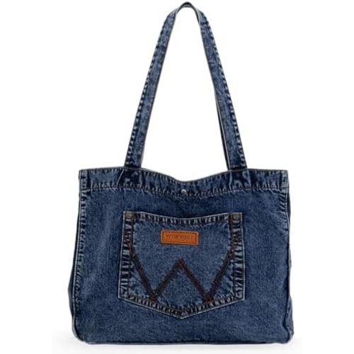 Montana West Wrangler Denim Tote Bag for Women Large Purses for Work Travel Everyday