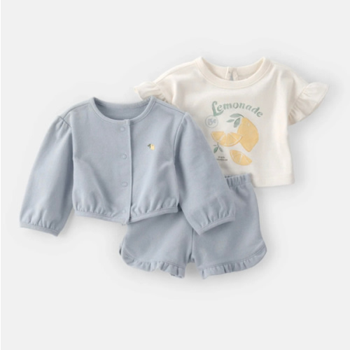 Baby Girl 3-Piece Sleeveless Top & Short Set - Blue | Carter's