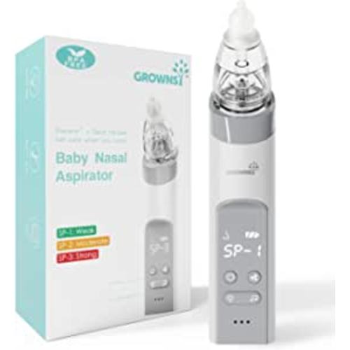 GROWNSY Nasal Aspirator for Baby, Automatic Nose Cleaner with 3 Silicone Tips, Adjustable Suction Level