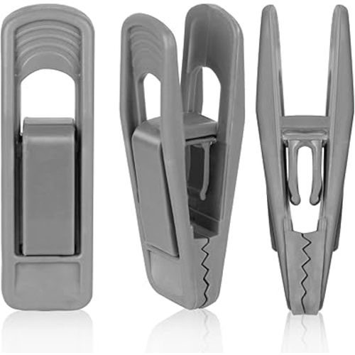 Tinfol 40pc Grey Plastic Hanger Clips - Strong Pinch Grip Clips for Use with Slim-line Clothes Velvet Hangers, Multi-Purpose Finger Clips for Home