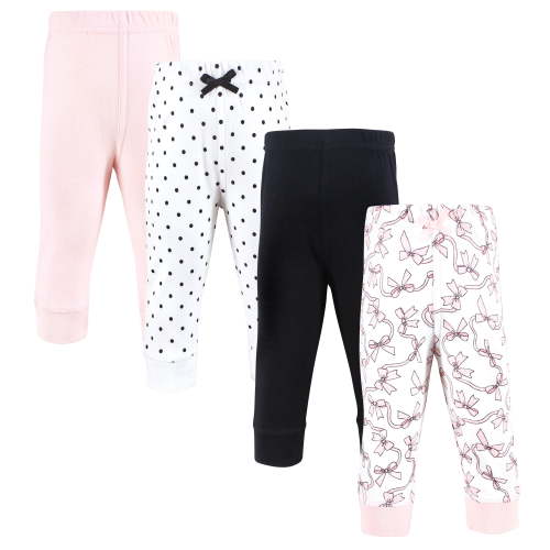 Hudson Baby Girls Cotton Pants and Leggings, Pink Bows, Newborn