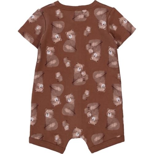 Dark Brown Baby Short Sleeve Zip Romper | Best&Less™ Online