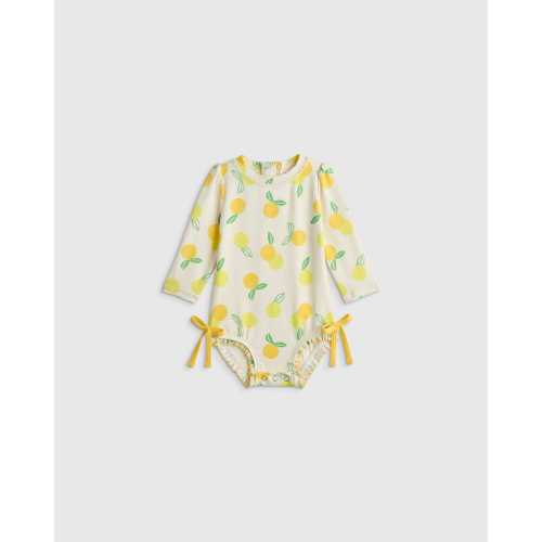 Long Sleeve Tie One-Piece Swimsuit - Baby in Lemonade