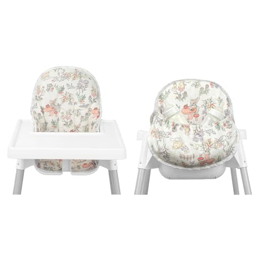 For IKEA High Chair Cushion, With High Chair Handy Pocket Pouch (Bear) | For Antilop Cushion, For IKEA Antilop Highchair, Cotton Soft, Baby Sitting More Comfortable