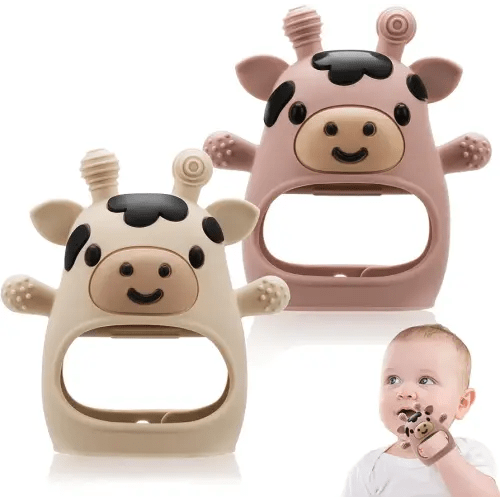 2 Pack Baby Teething Toys 0-6 6-12 Months, Adjustable Anti Dropping Wrist Teething Mittens, Food Grade Silicone Baby Chew Toys for Sucking Needs Teether for Newborns Infants Teething Relief
