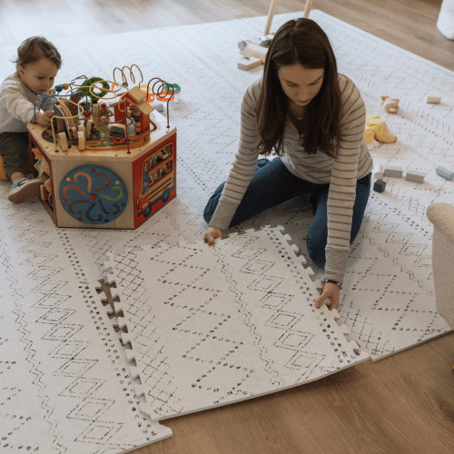 Little Landings EVA Foam Play Mat, Boho (6x8ft), Non-Toxic Interlocking Floor Mat for Babies and Toddlers