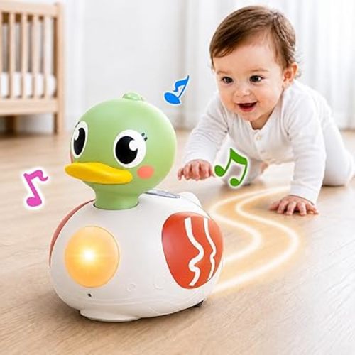 iPlay, iLearn Baby Musical Duck Toy, Infant Tummy Time Crawling Toy, Toddler Music Duck W/Light Sound 6-12 Month, Sensory Development Learning First Birthday Gift 7 8 9 10 Month 1 Year Old Boy Girl