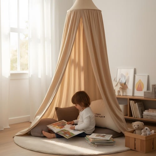 Nordic Cotton Canopy: Crib Playhouse Curtain, Kids Room Decor