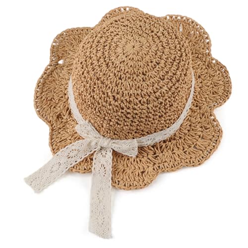 JANGANNSA Baby Girl Straw Hat Outdoor Baby Sun Protection Hats Summer Bowknot Beach Cap for Infant Toddler Girls