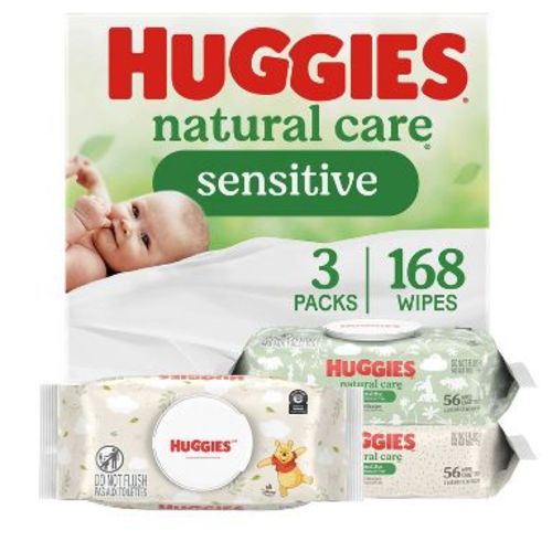 Huggies Care Sensitive Unscented Baby Wipes - 168ct - 3pk: Cotton, Hypoallergenic, Alcohol-Free