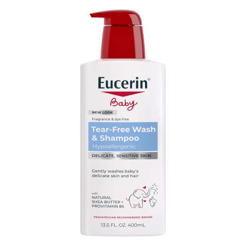 Eucerin Baby Unscented Baby Shampoo and Body Wash, Tear Free Infant Shampoo and Wash, 13.5 fl oz Pump Bottle