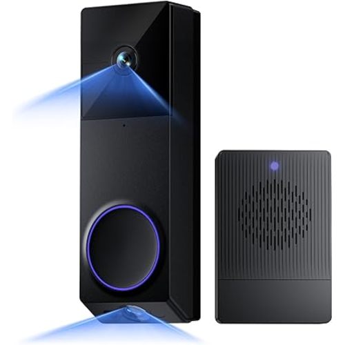 WYZE Wireless Duo Cam Video Doorbell (Chime Included), Battery Powered, 2K Full HD Video, 2 Cameras (People and Package), 2-Way Audio, Color Night Vision