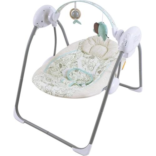 Baby Swing for Infant,Newborn Swing with Music,5 Speed Levels,Timing Setting,Soft Cushion,Foldable Infant Swing for Indoor Outdoor Use 0-9 Months
