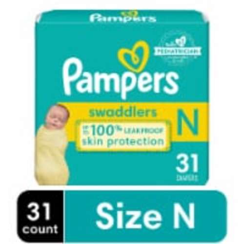 Pampers Swaddlers Size 0 Newborn Baby Diapers (<10 lbs), 31 count